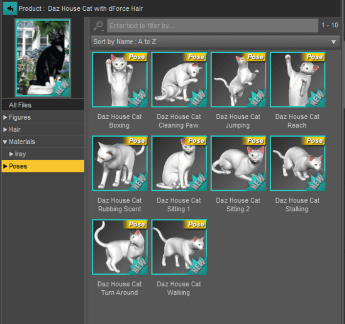 cat poses in daz studio