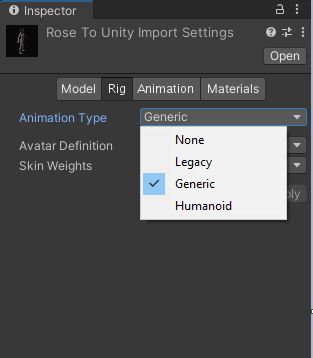 Unity inspector pane rig generic humanoid