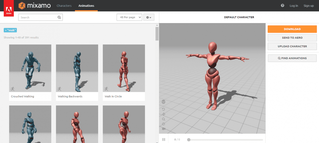 adobe mixamo animations poses download