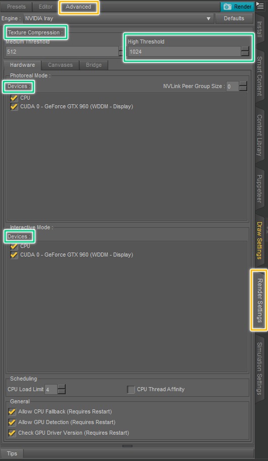 advanced render settings inside daz studio