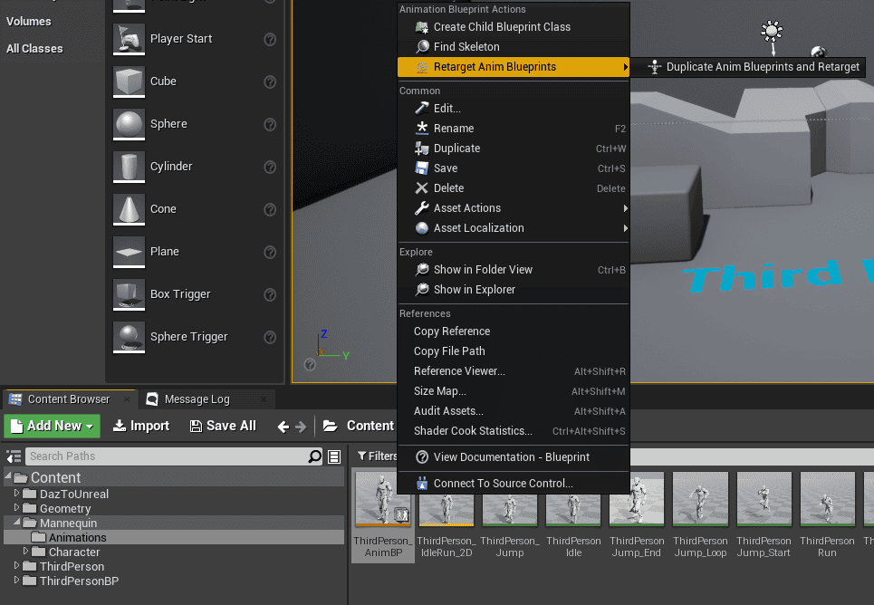 animation blueprint retargeting
