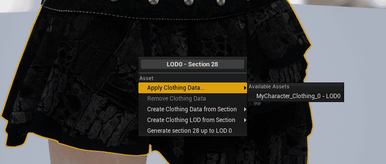 applying clothing data to our mesh