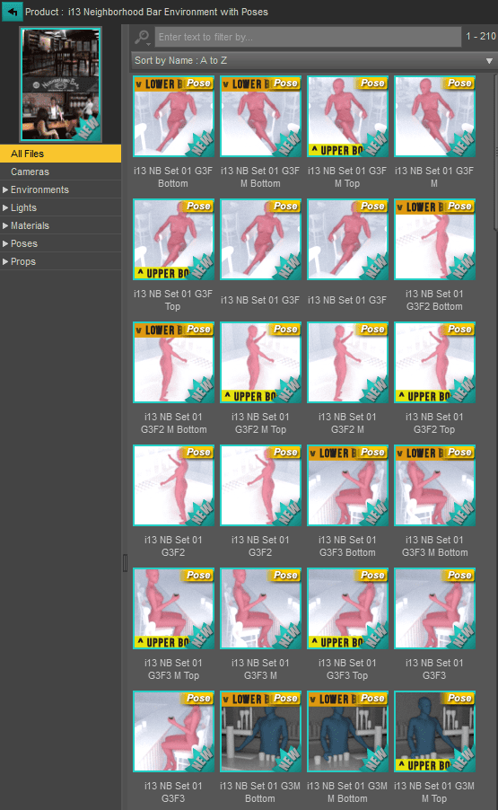 All kind of 3d poses that can be applied to your characters inside the bar