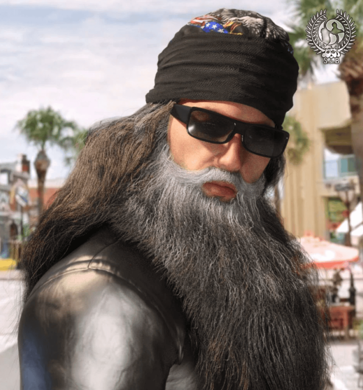 biker hair and beard 3d asset