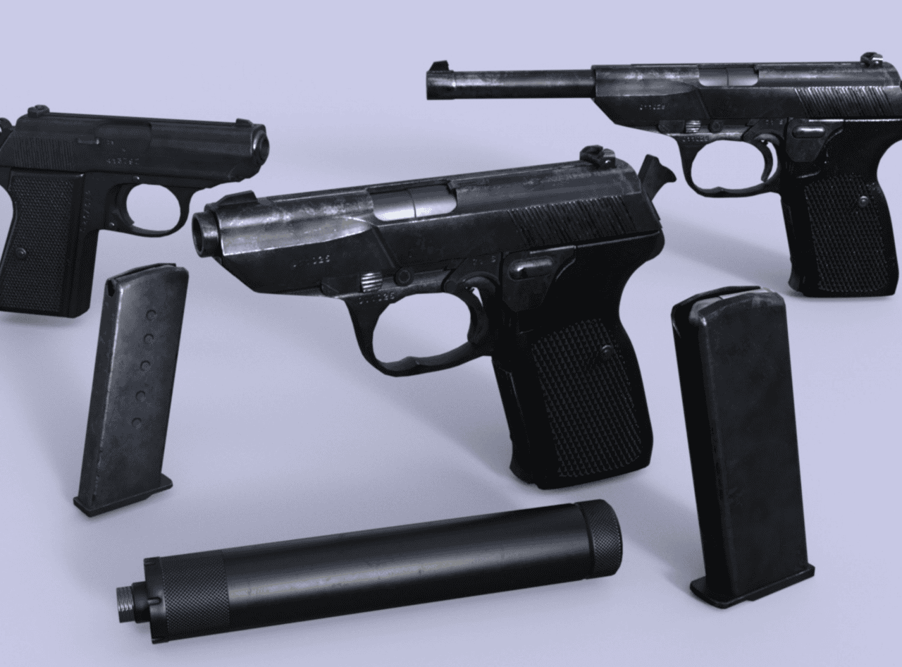 black spy 3d model pistol render project