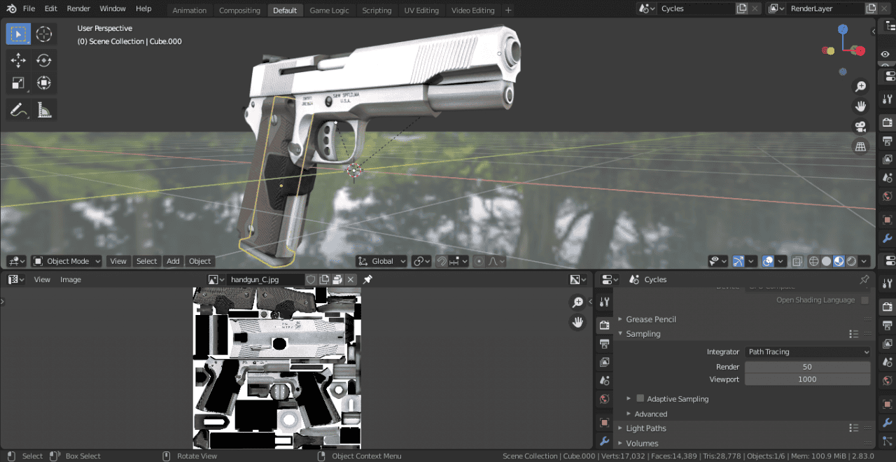 blender 3d model with textures opened