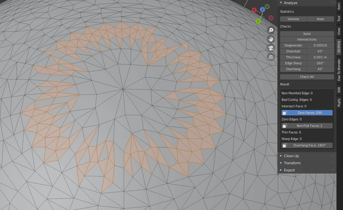 blender 3d printing zero faces