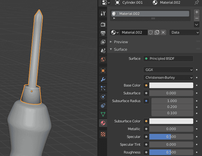blender adding material to seperate object