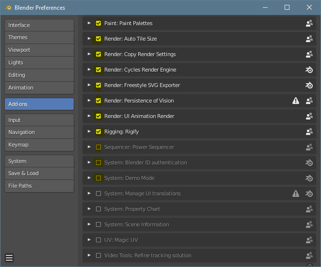 blender addons enable