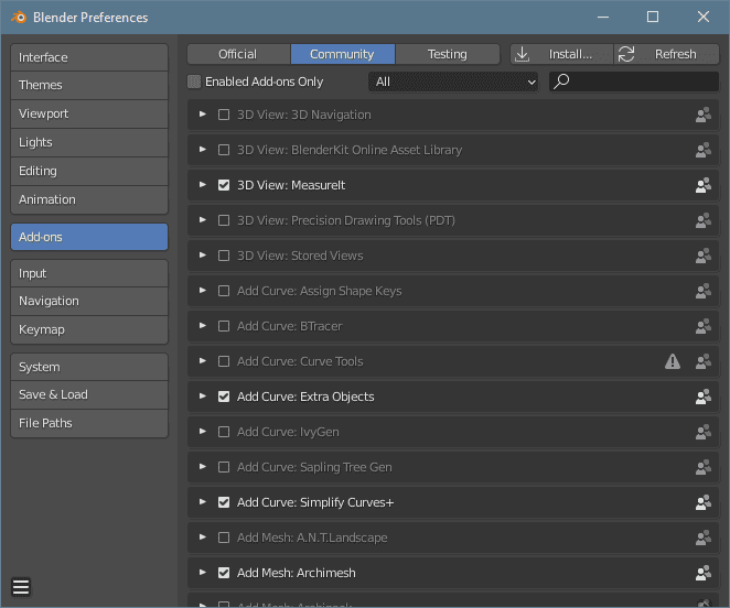 blender addons preferences