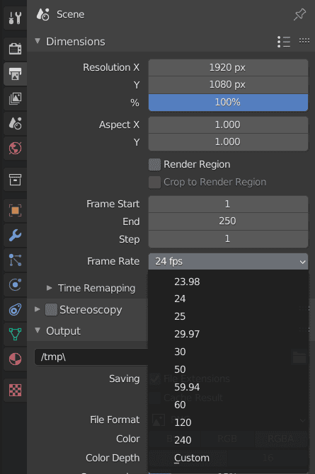 blender animate frame rate
