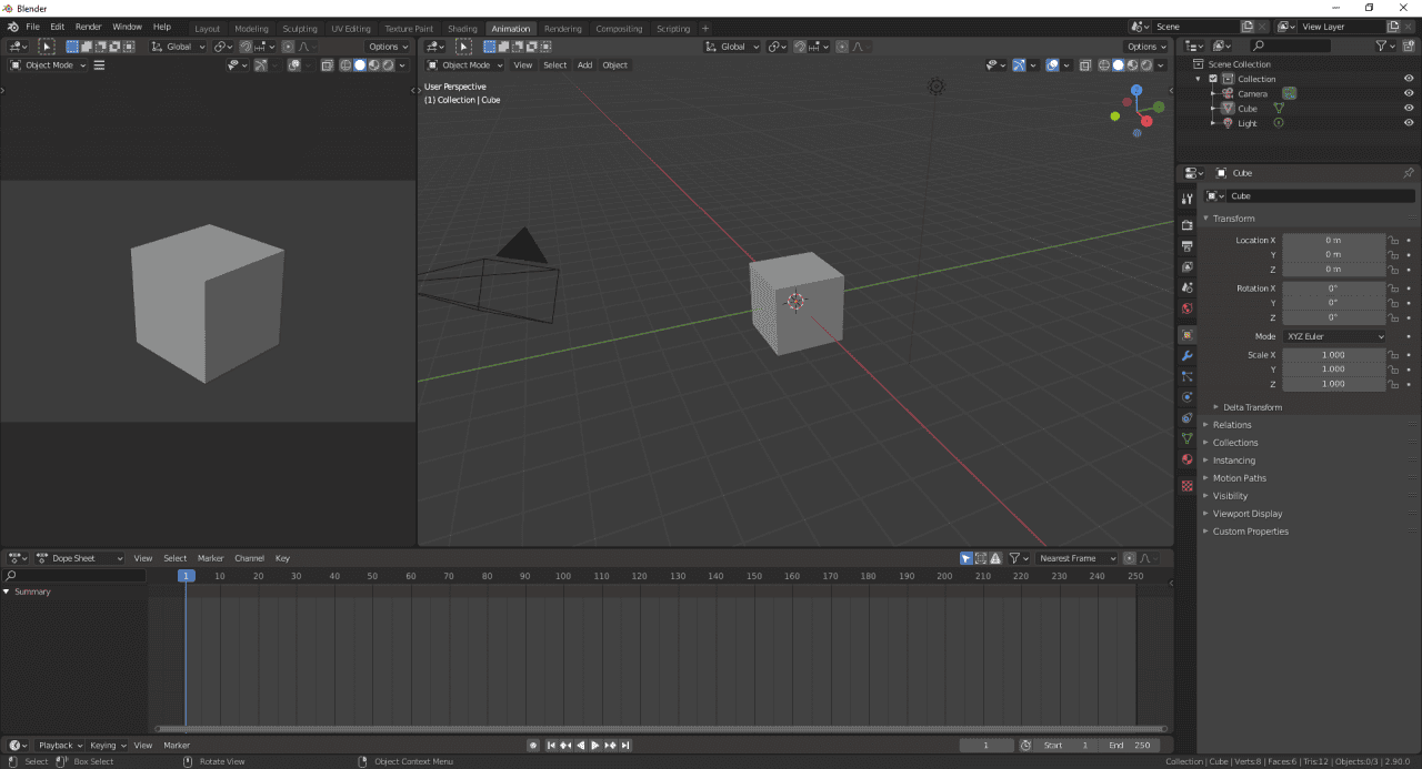 blender animation workspace