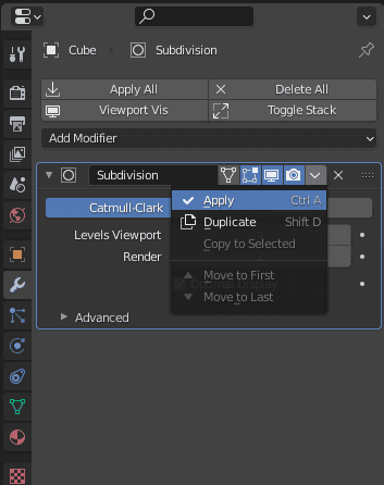 blender apply subdivision modifier