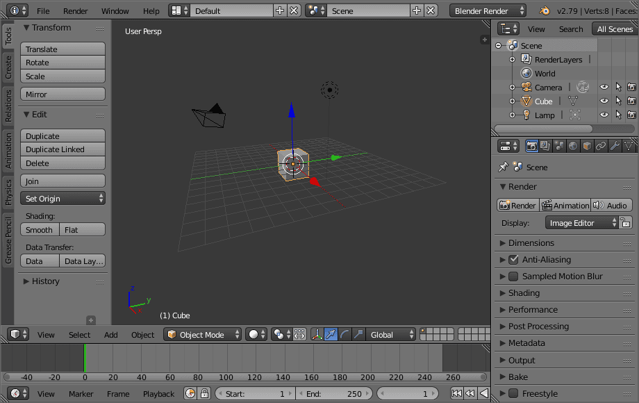 interface of older blender
