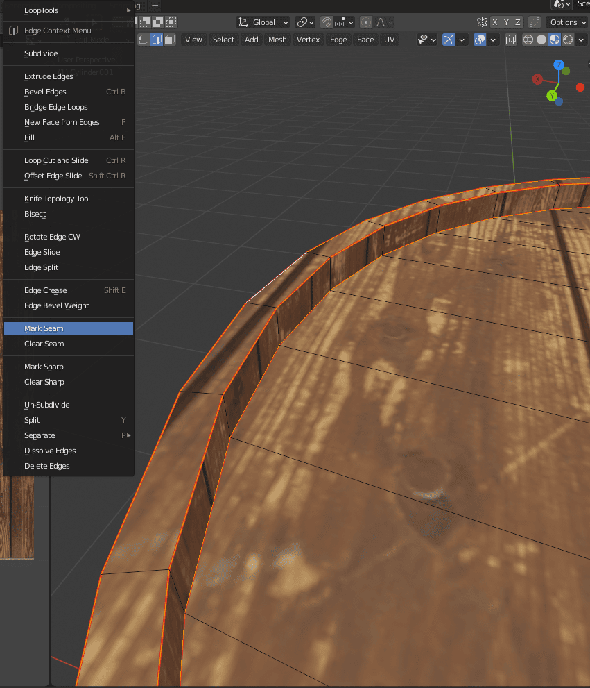 blender basics mark seam