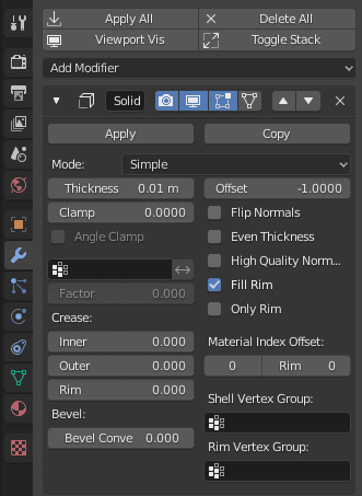 blender basics solidify modifier settings