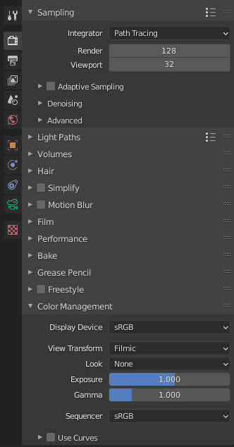 blender camera eposure and gamma