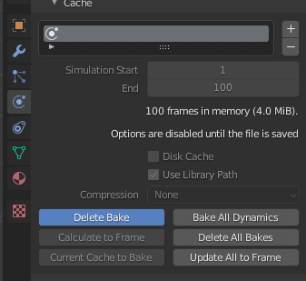 blender cloth simulation cache baking