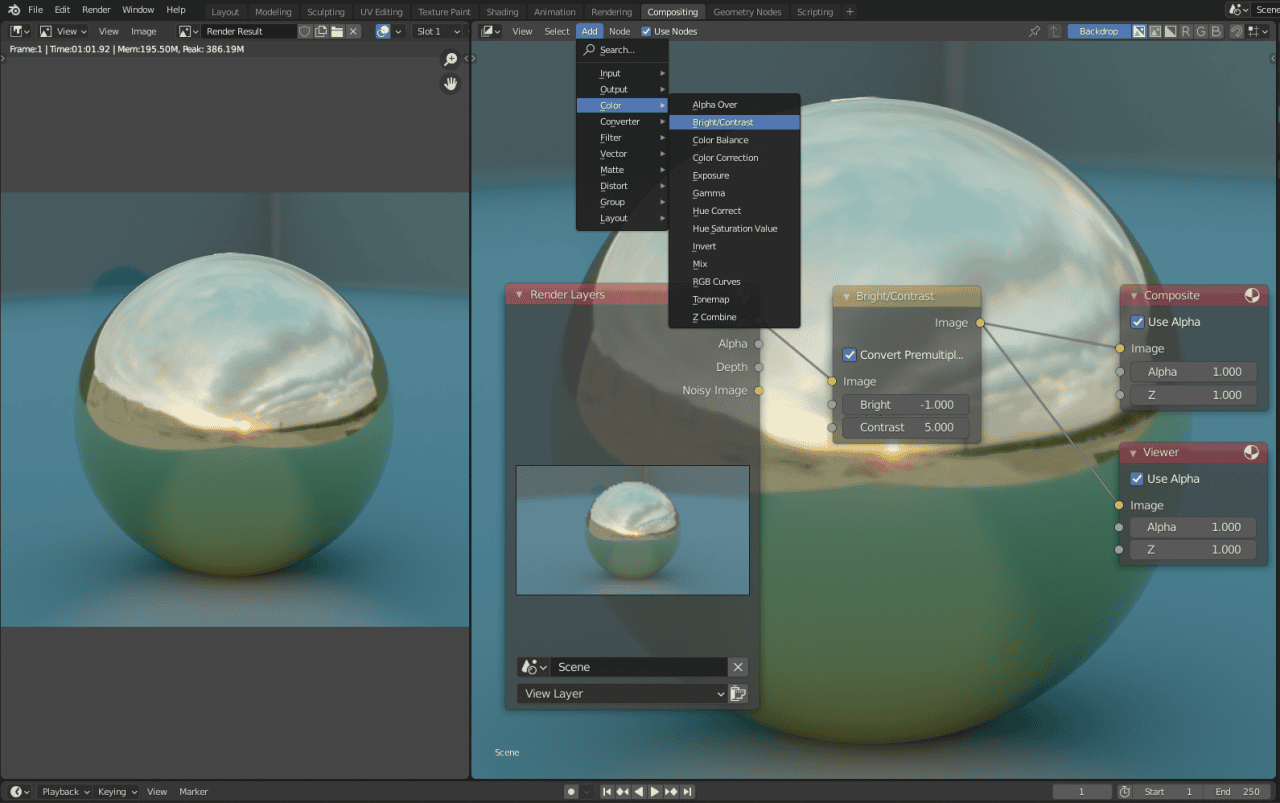 blender compositing bright contrast