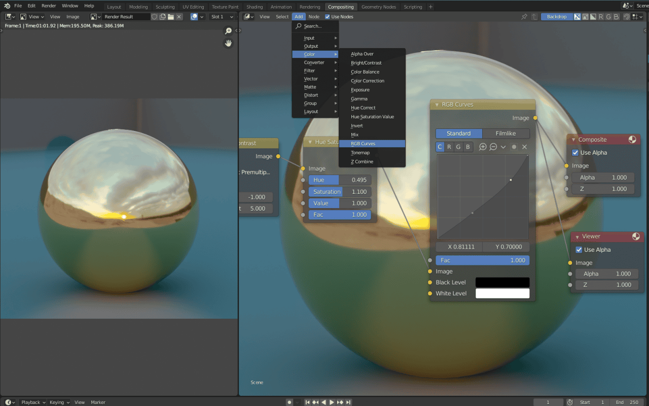 blender compositing rgb curves