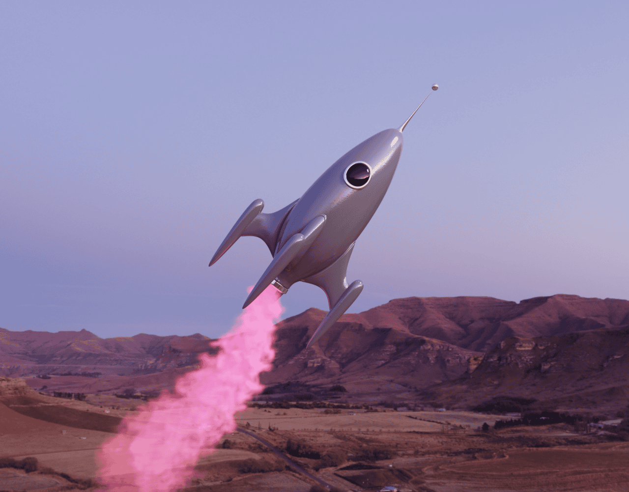 blender cycles final render rocket glowing smoke