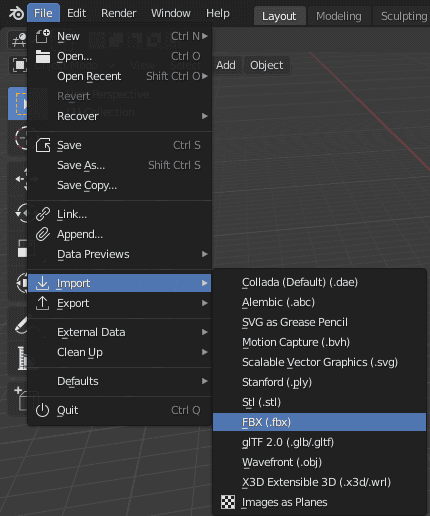 blender fbx import