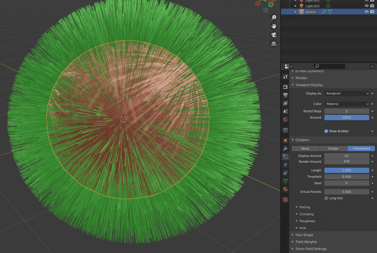 blender hair children interpolated