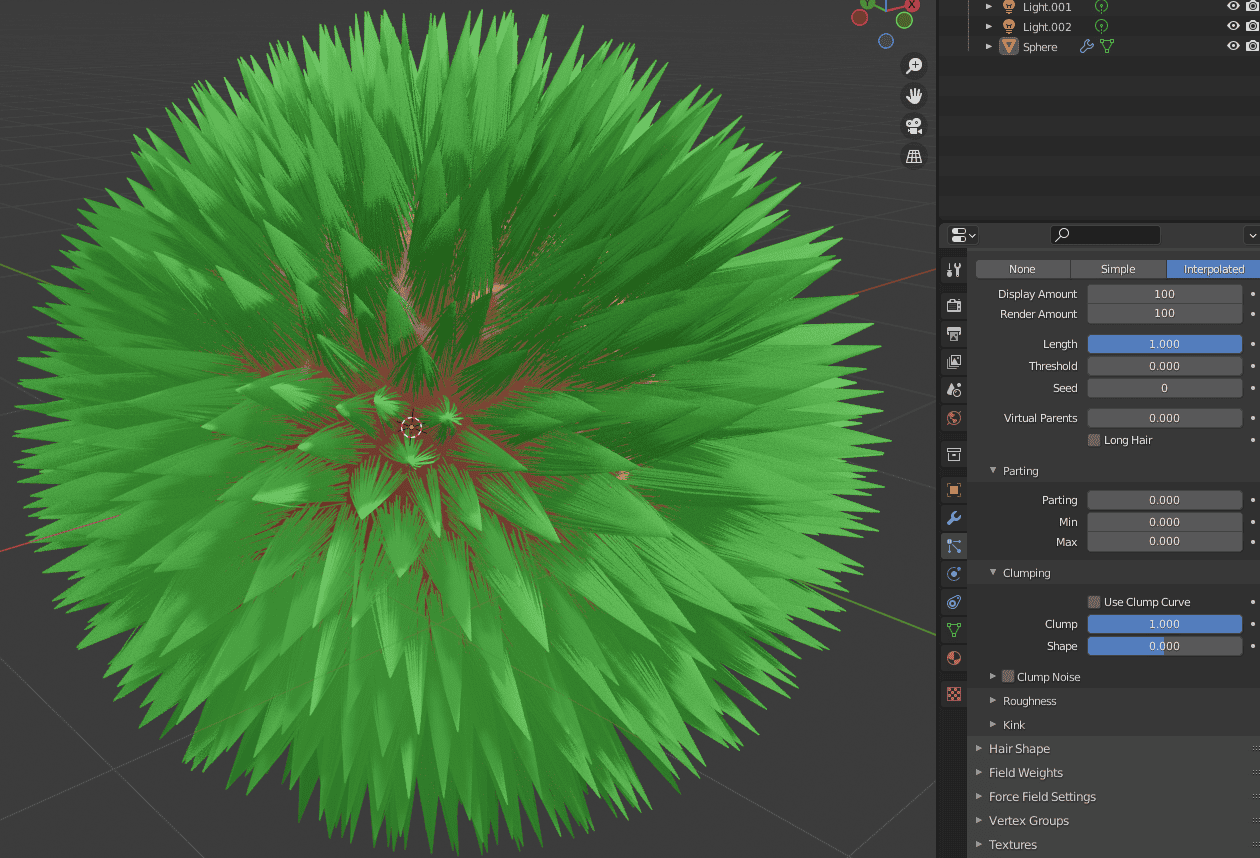 blender hair clumping