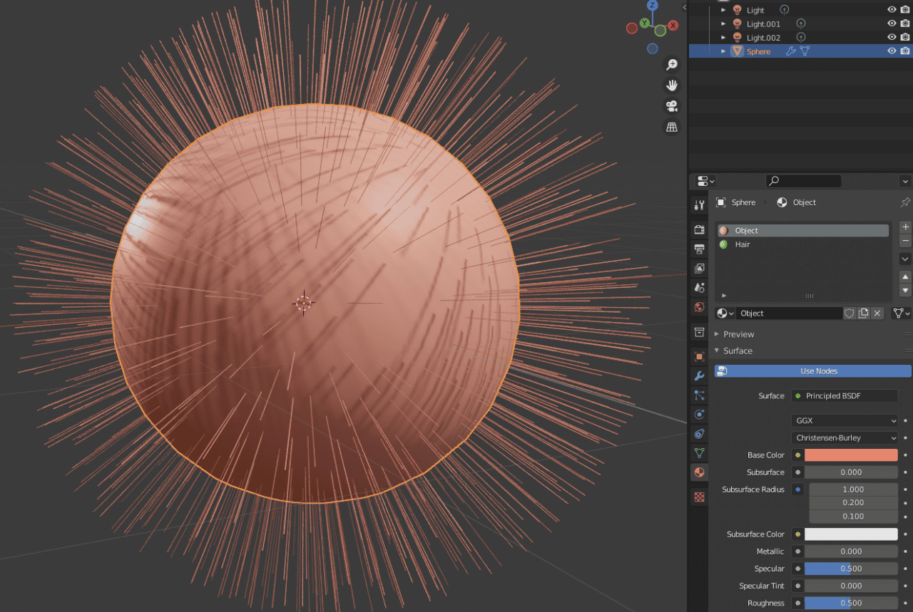 blender hair material