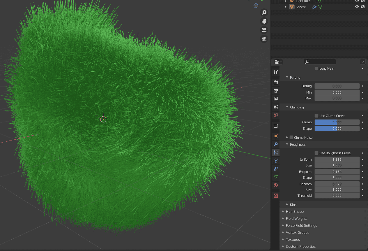 blender hair rougness