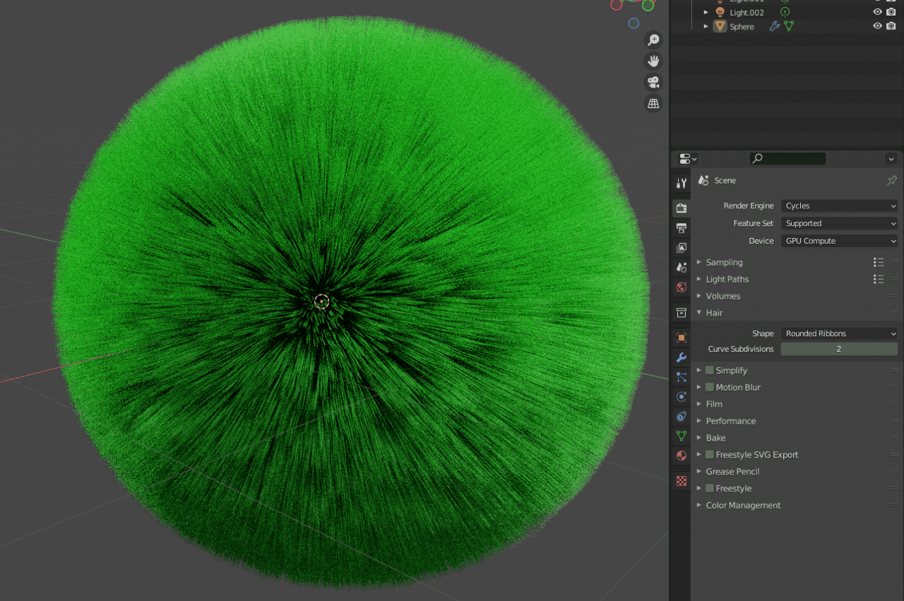 blender hair rounded ribbons
