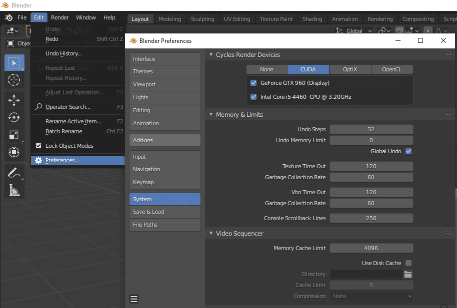 blender how to increase undo steps