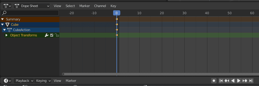 blender keyframes on the timeline