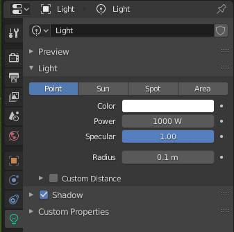 blender lighting properties