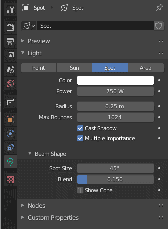 blender lighting spot