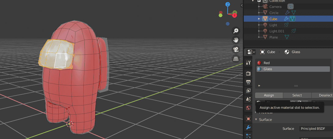 blender material assign character among us 3d