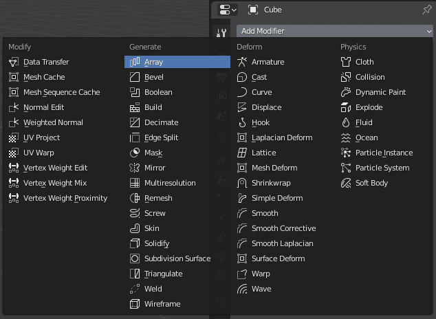 blender modifiers
