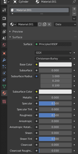 blender new material