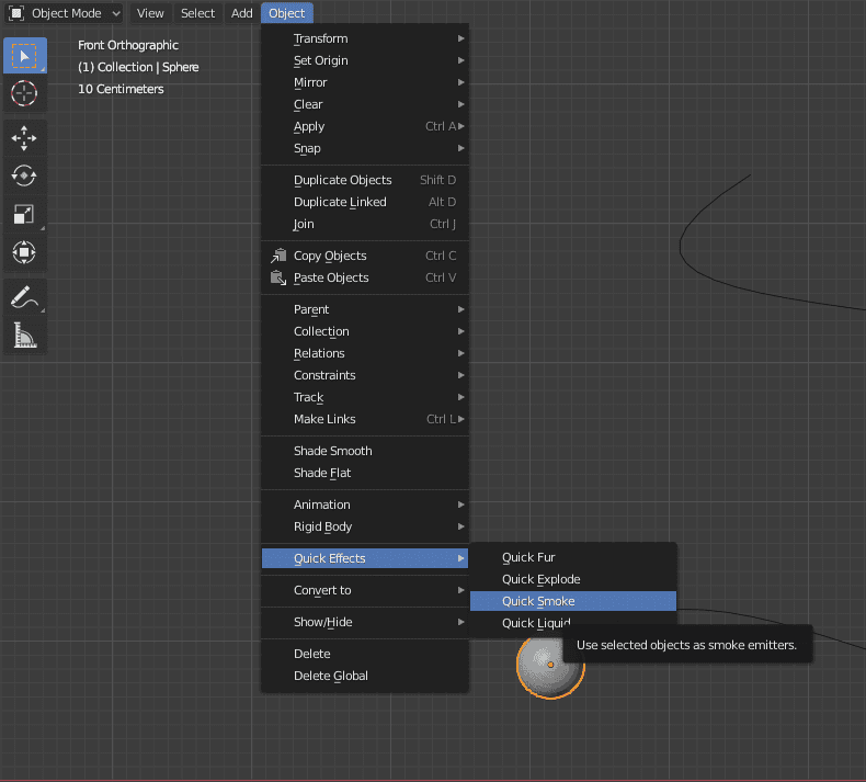 blender object quick effect smoke