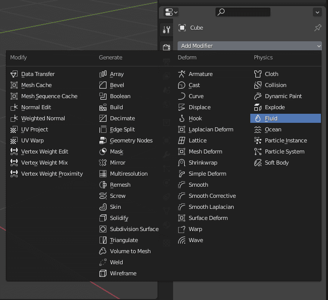 blender physics modifiers