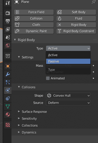 blender physics passive rigid body