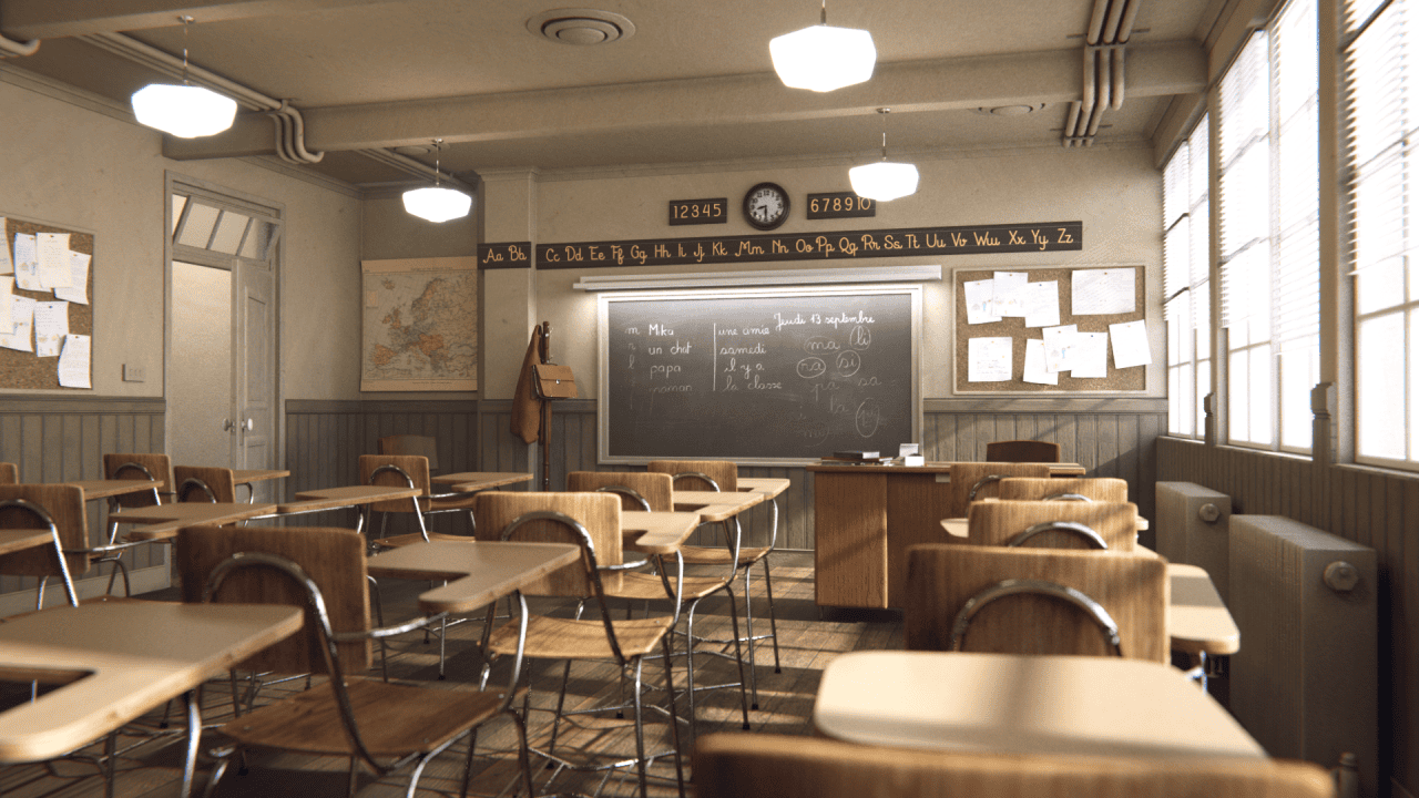 blender post processing classroom render