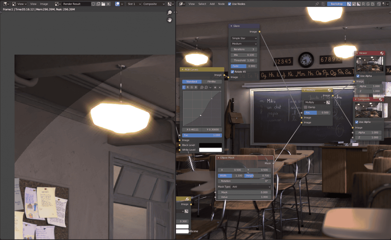 blender post processing vignette