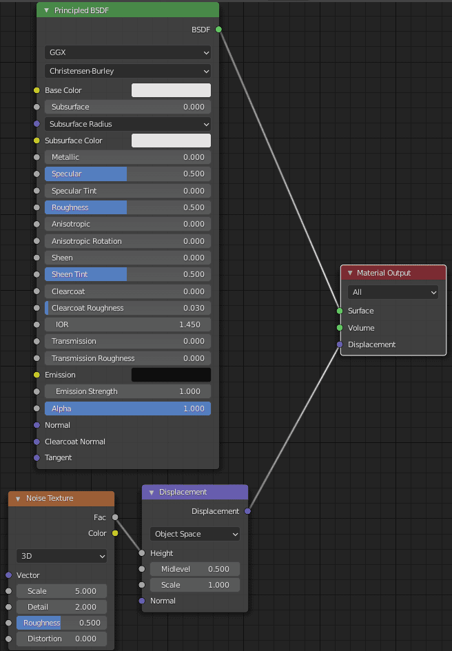 blender procedural displacement node setup