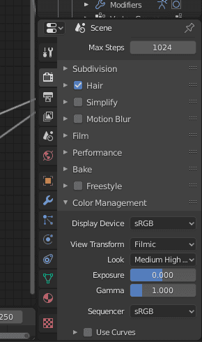 blender render settings color management filmic medium high contrast