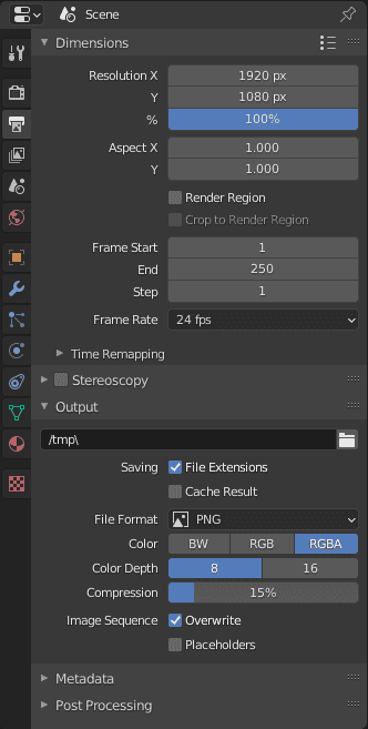 blender rendering output