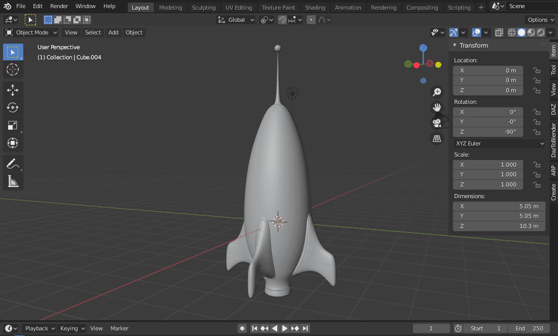 blender rocket structure fins mirror modifier