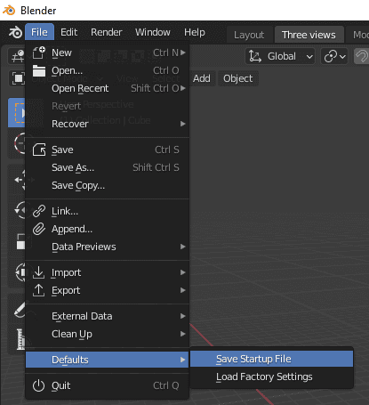 blender save startup file