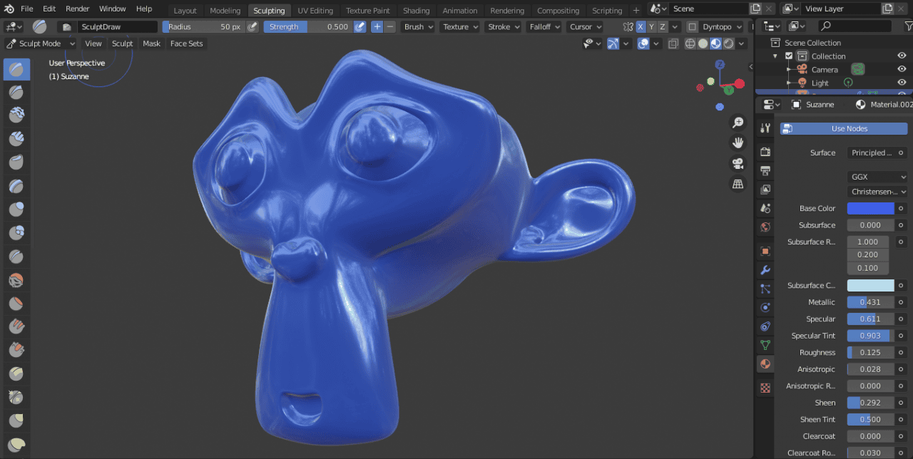scultping in blender
