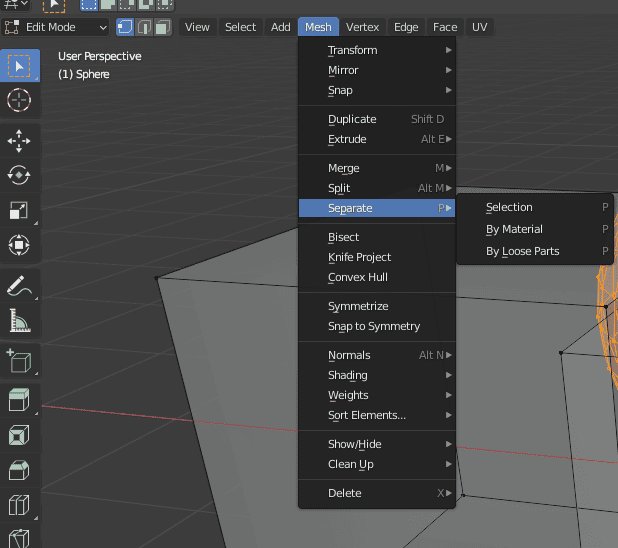 blender selection separate